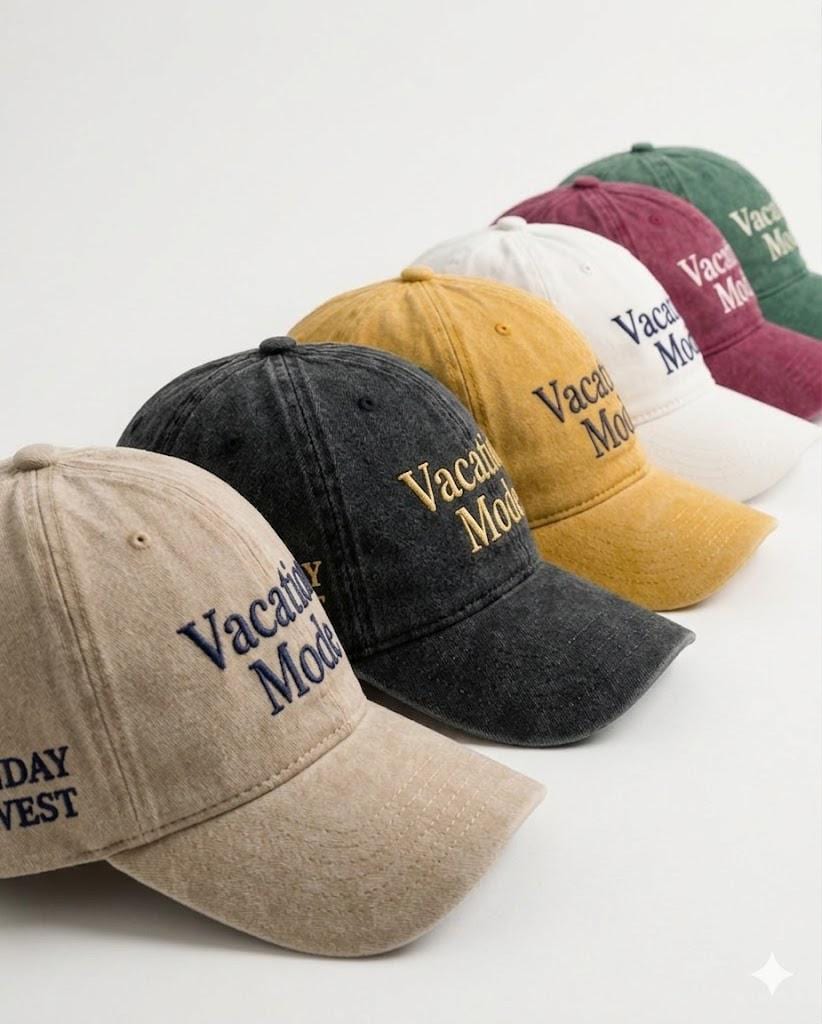Custom Beach Vacation Embroidered Hat, Vintage Washed Baseball Cap, Summer Travel Gift