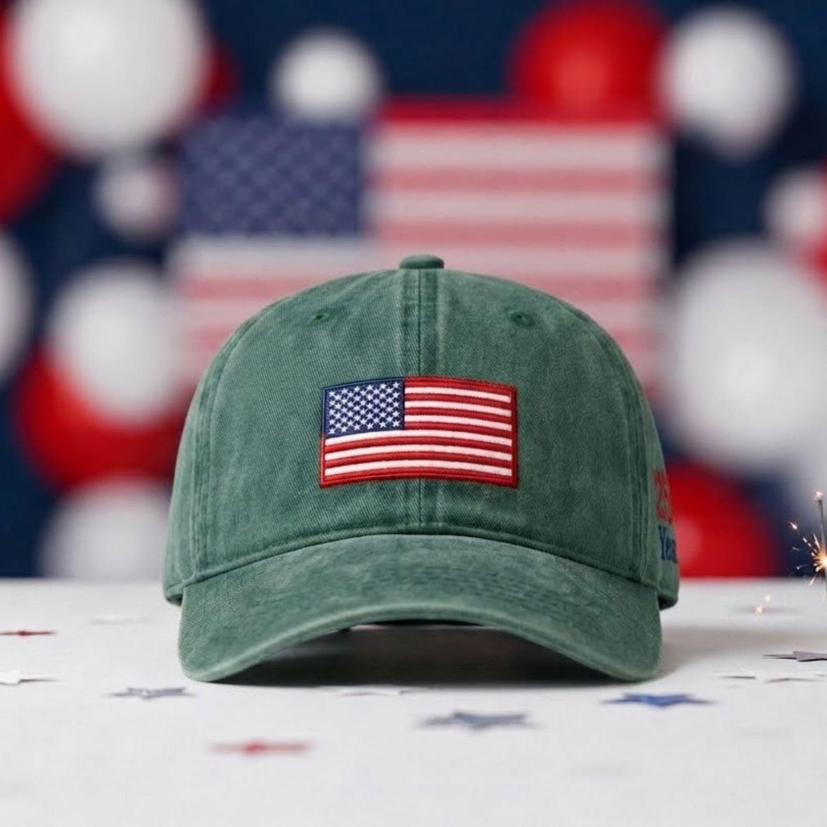 American Flag Embroidered Hat, Patriotic Red White and Blue Baseball Cap