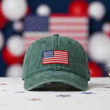 American Flag Embroidered Hat, Patriotic Red White and Blue Baseball Cap