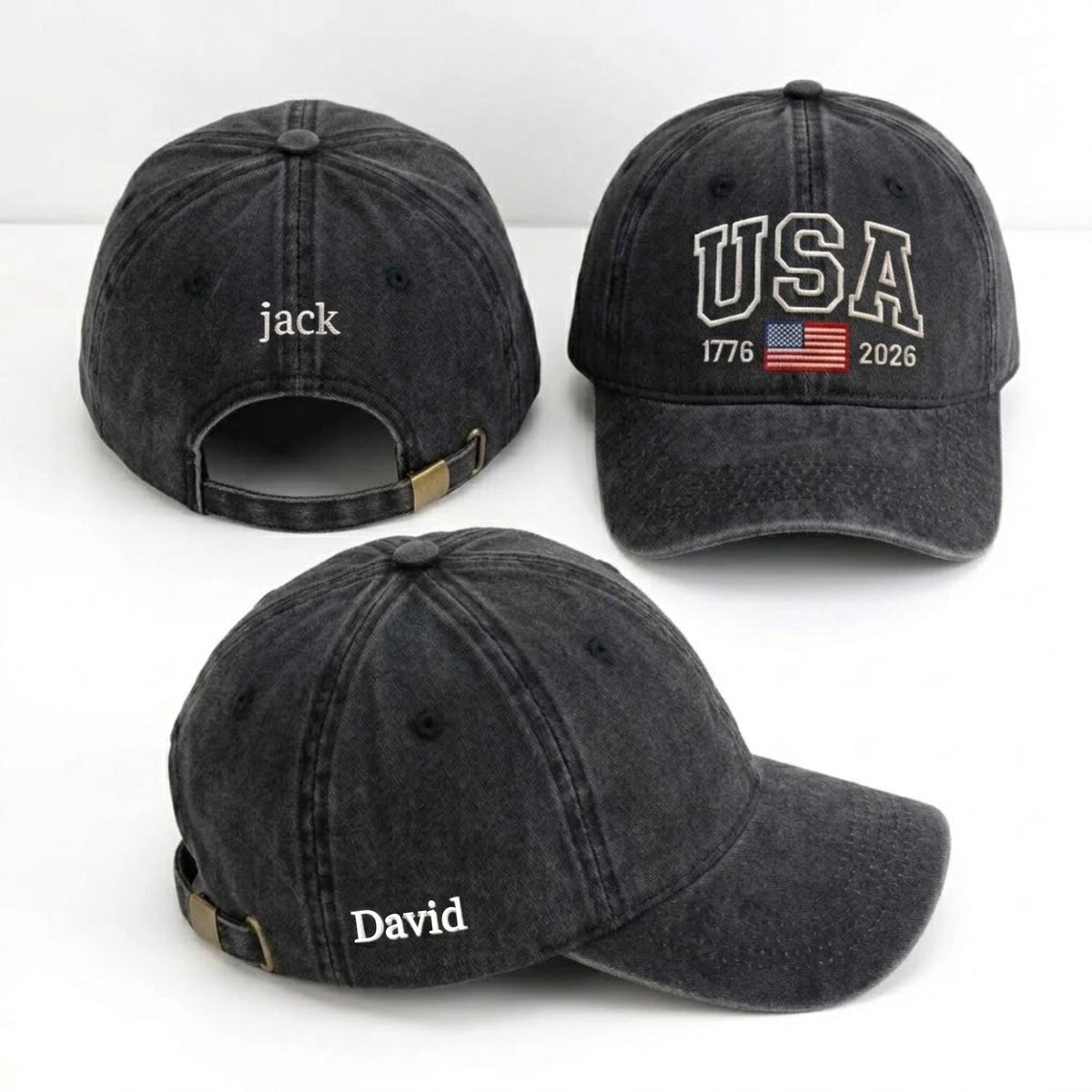 American Flag Embroidered Hat, Patriotic USA Baseball Cap, Fourth of July Gift