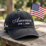 Custom Name America 250th Anniversary Hat | Personalized Patriotic 1776 2026 Dad Cap | Custom Embroidered Family July 4th Group Gifts