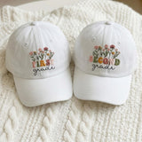 Personalized Wildflower Teacher Embroidered Hat, Custom 1st 2nd Grade Cotton Baseball Cap