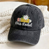 Personalized Pencil Teacher Embroidered Hat, Custom School Staff Baseball Cap, Educator Gift