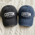 Custom College Name Embroidered Hat, Personalized University Cotton Baseball Cap, Alumni Gift
