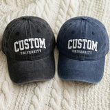 Custom College Name Embroidered Hat, Personalized University Cotton Baseball Cap, Alumni Gift