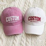 Custom College Name Embroidered Hat, Personalized University Cotton Baseball Cap, Alumni Gift