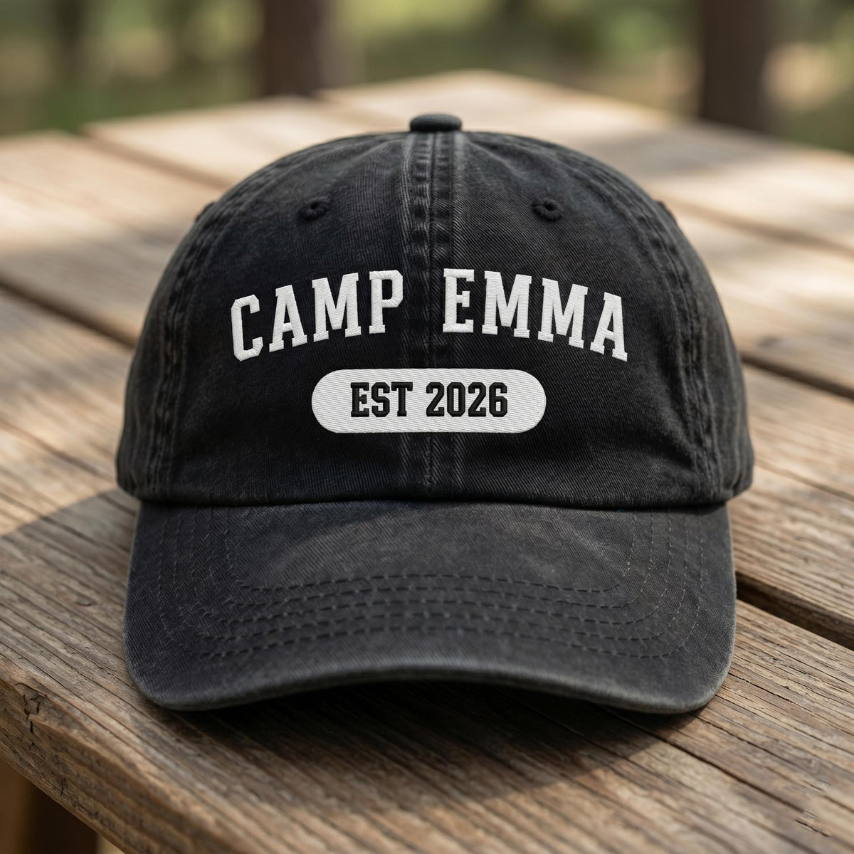 Custom Camp Hat Embroidered Established Date Baseball Cap Family Vacation Gift Retro Camping Shield Unisex Dad Hat Group Travel Cap