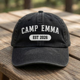 Custom Camp Hat Embroidered Established Date Baseball Cap Family Vacation Gift Retro Camping Shield Unisex Dad Hat Group Travel Cap