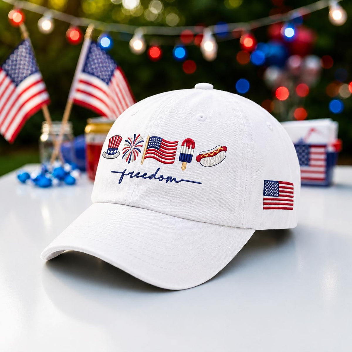 Personalized Golden Retriever Embroidered Hat, American Flag Dog Baseball Cap