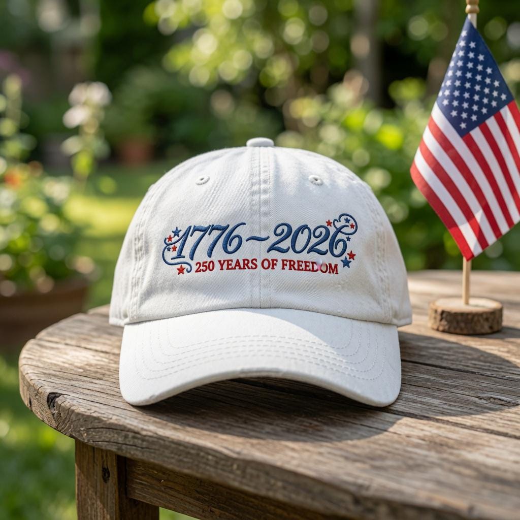 1776 Patriotic Embroidered Hat, Vintage American Flag Baseball Cap, Independence Day Gift