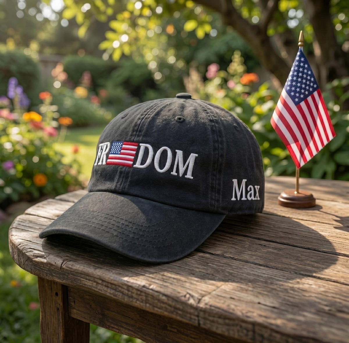 Custom Freedom USA Flag Embroidered Baseball Cap - Personalized Patriotic 4th of July Cotton Dad Hat