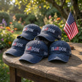 Custom Freedom USA Flag Embroidered Baseball Cap - Personalized Patriotic 4th of July Cotton Dad Hat
