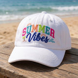 Custom Summer Vibes Beach Embroidered Baseball Cap - Personalized Name Vacation Cotton Dad Hat