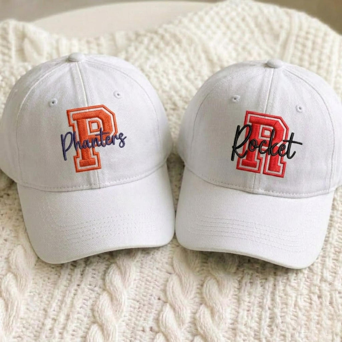Personalized School Spirit Embroidered Hat, Custom Team Name Washed Cotton Baseball Cap