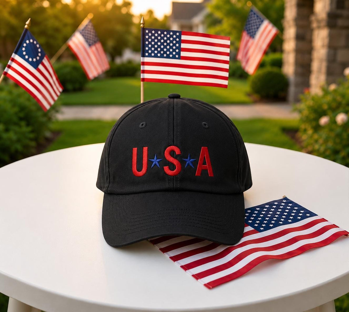 Vintage American Flag Embroidered Hat, Patriotic USA Baseball Cap, July 4th Gift