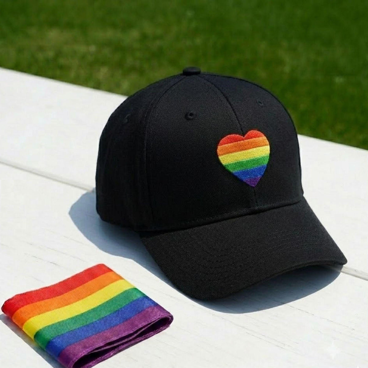 Rainbow Heart Embroidered Hat, Colorful Pride Baseball Cap, Equality Gift