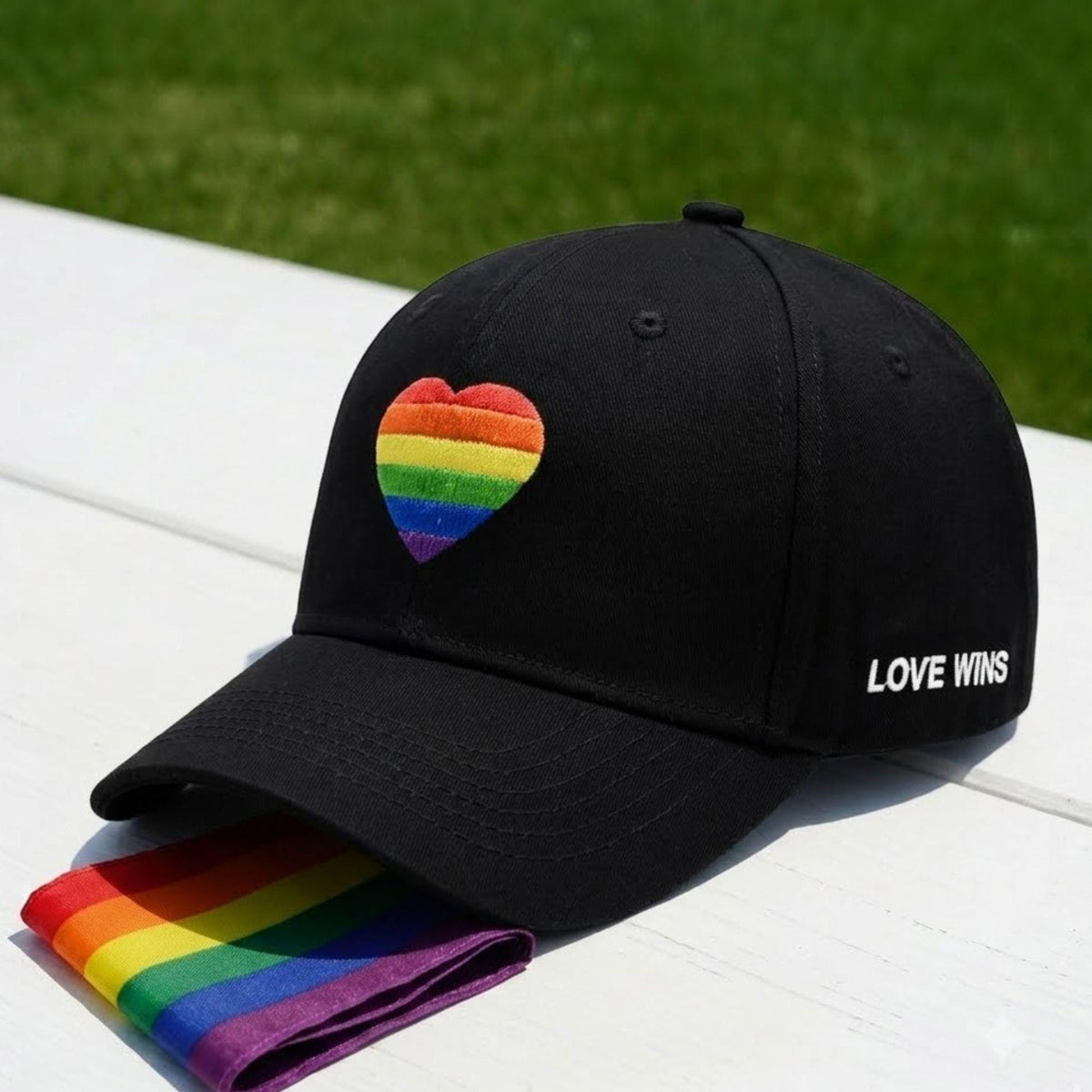 Rainbow Heart Embroidered Hat, Colorful Pride Baseball Cap, Equality Gift