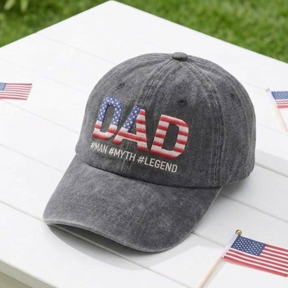 Personalized American Flag Dad Hat, Custom Father Name Baseball Cap, Patriotic Father's Day Gift