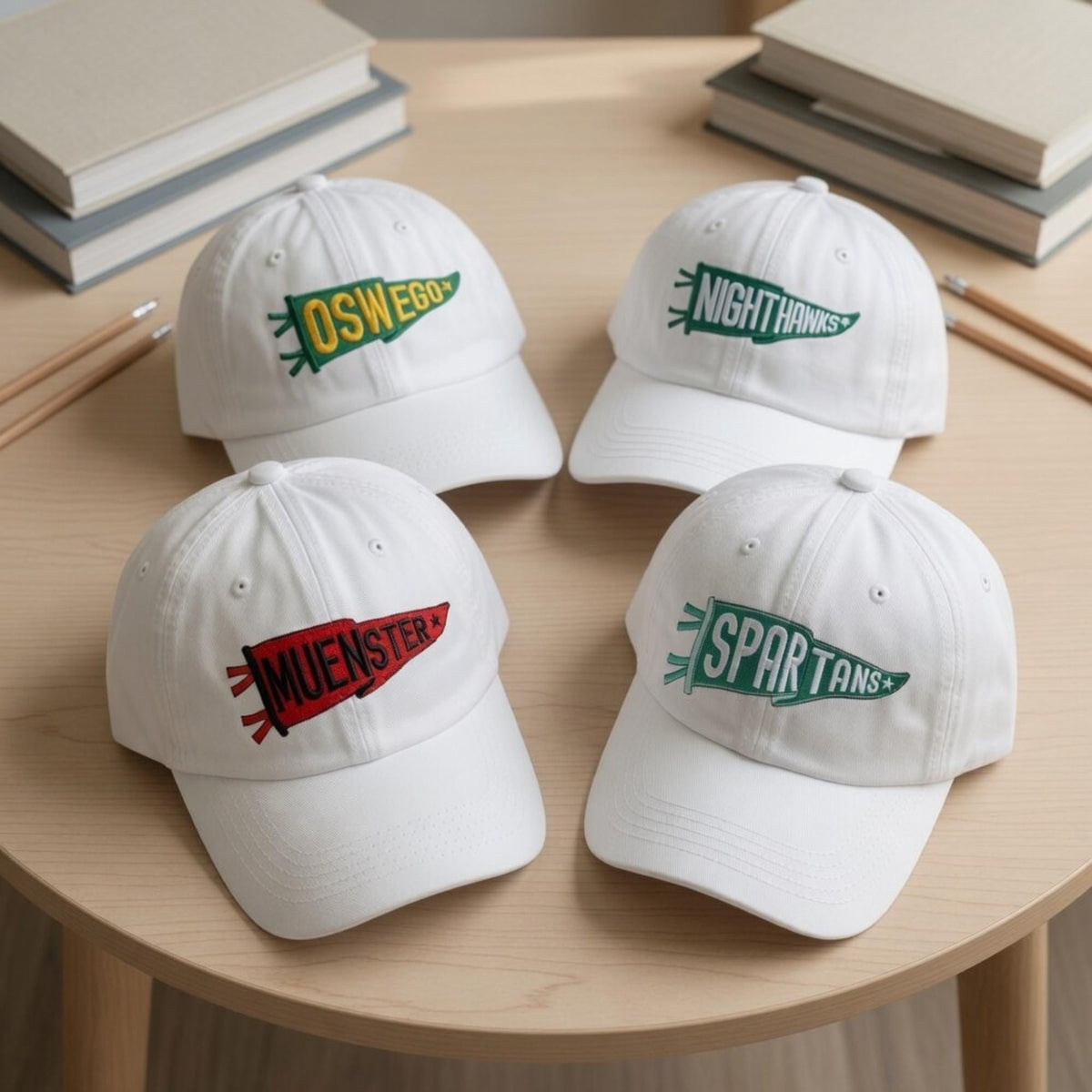 Custom College Pennant Embroidered Hat, Personalized University Flag Baseball Cap