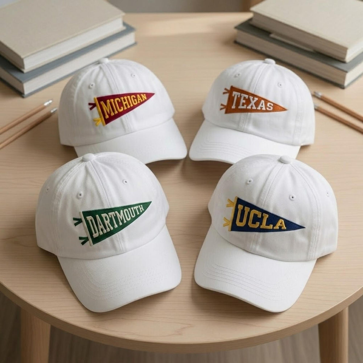 Custom College Pennant Embroidered Hat, Personalized University Flag Baseball Cap