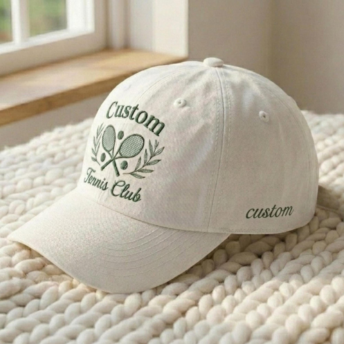 Personalized Tennis Embroidered Hat, Custom Group Cotton Baseball Cap, Tennis Team Gift