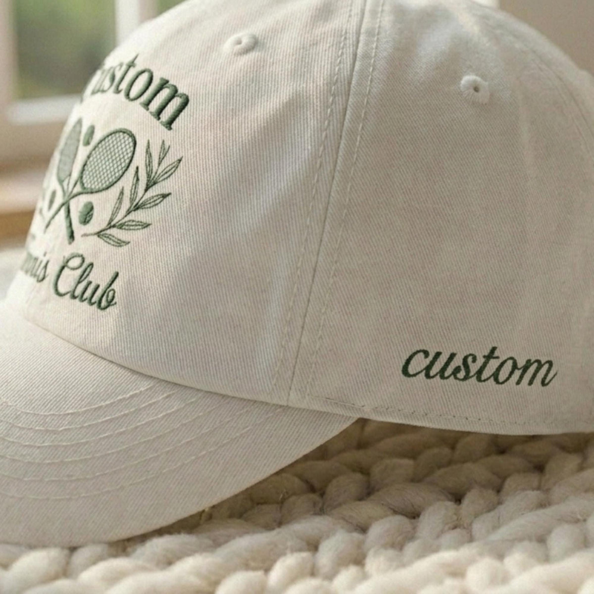 Personalized Tennis Embroidered Hat, Custom Group Cotton Baseball Cap, Tennis Team Gift