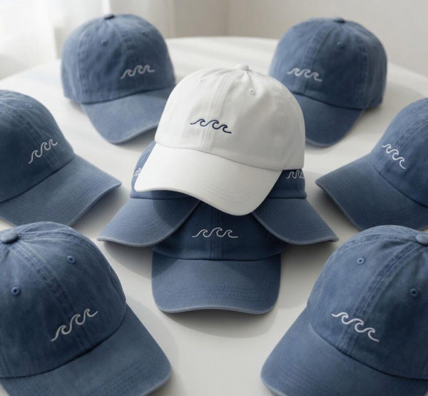 Embroidered Wave Hat, Bachelorette Party Cap, Beach Vacation Trip, Summer Group Hat, Matching Wave Cap, Coastal Bride Squad Accessory