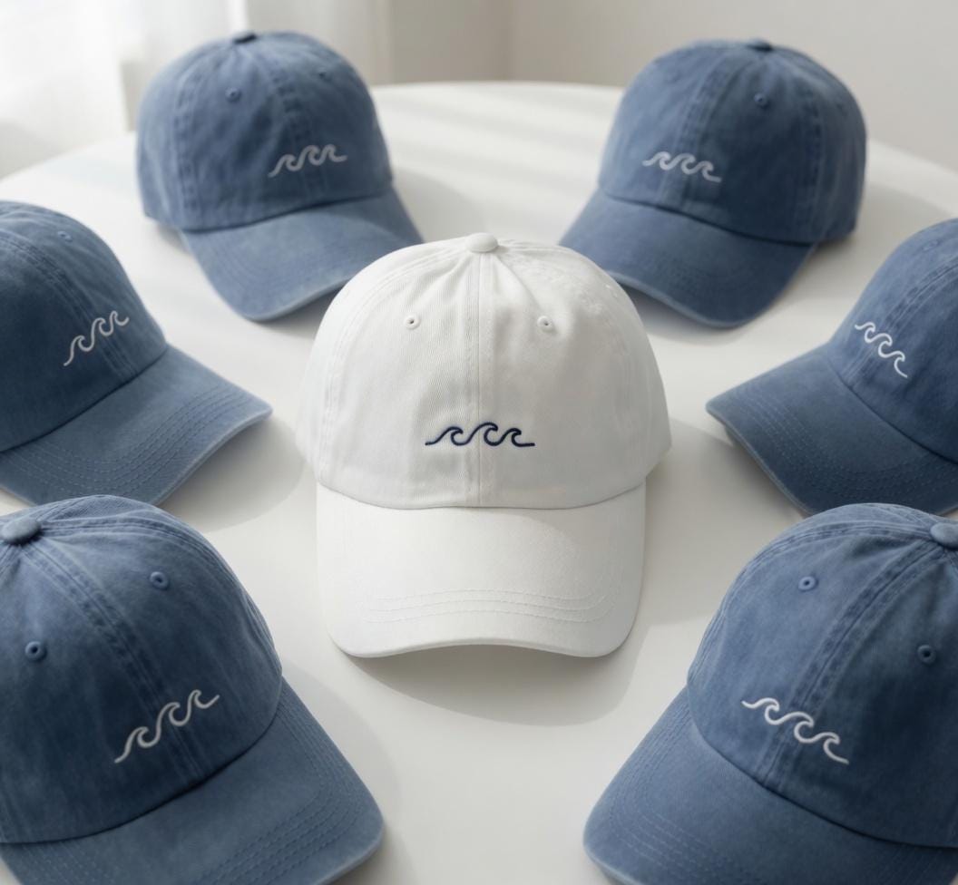 Embroidered Wave Hat, Bachelorette Party Cap, Beach Vacation Trip, Summer Group Hat, Matching Wave Cap, Coastal Bride Squad Accessory