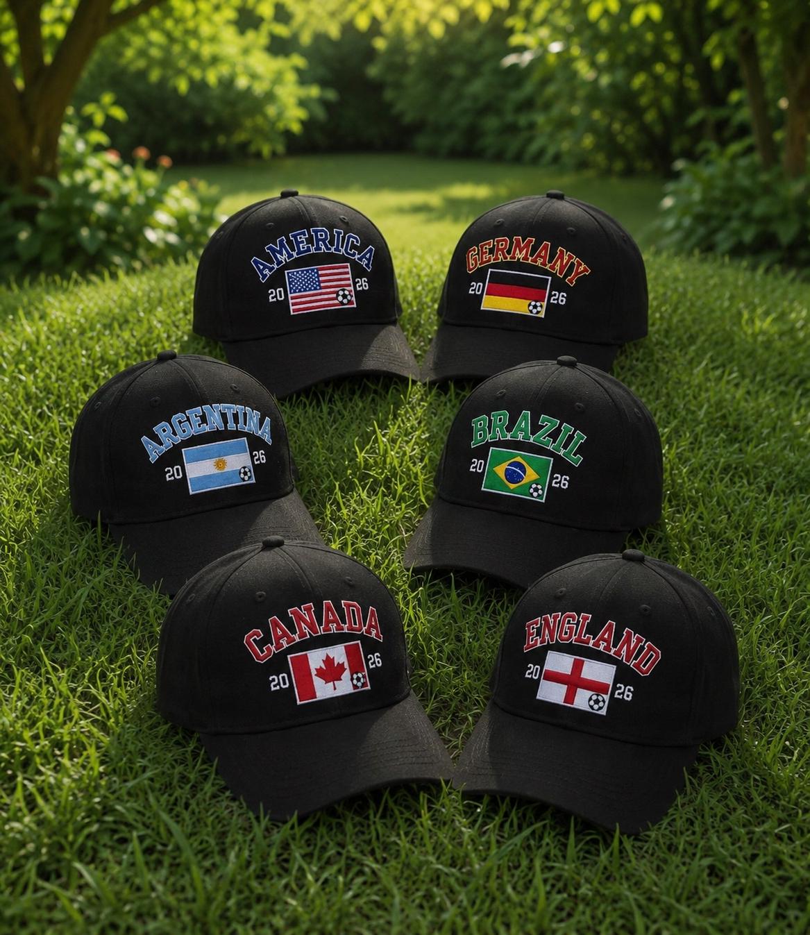 Custom Country Flag Embroidered Hat, National Soccer Fan Baseball Cap