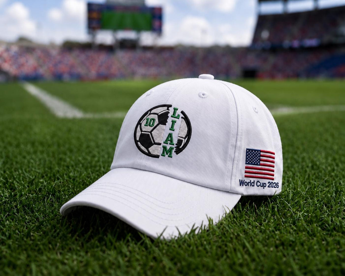 Personalized Soccer Ball Embroidered Hat, Custom Name Football Baseball Cap