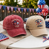 Personalized Cousin Crew Embroidered Hat, Family Matching Patriotic Baseball Cap