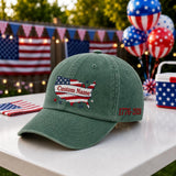Personalized USA State Map Embroidered Hat, Custom Patriotic Baseball Cap