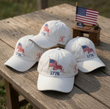 Custom Monogram 1776 Hat, Embroidered American Flag Cap, Personalized 4th of July Gift, America 2026 Patriotic White Baseball Hat, 1776 Cap