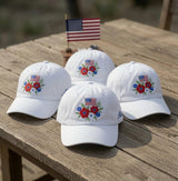 Custom Floral US Flag Embroidered Baseball Cap - Personalized 4th of July Gift For Her Cotton Dad Hat