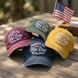 Makes Me Want A Hot Dog Real Bad Hat, Funny Custom Embroidered Dad Hat, Vintage Washed Cotton Baseball Cap, Funny Food Lover Gift, Retro Cap