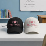 Custom Apple Embroidered Baseball Cap, Personalized Teacher Appreciation Hat