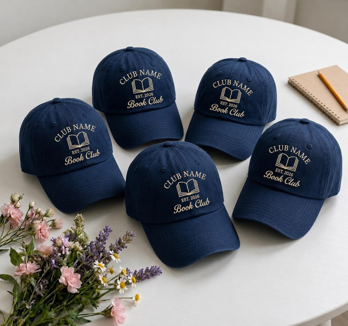 Personalized Book Club Embroidered Hat, Custom Reading Group Baseball Cap