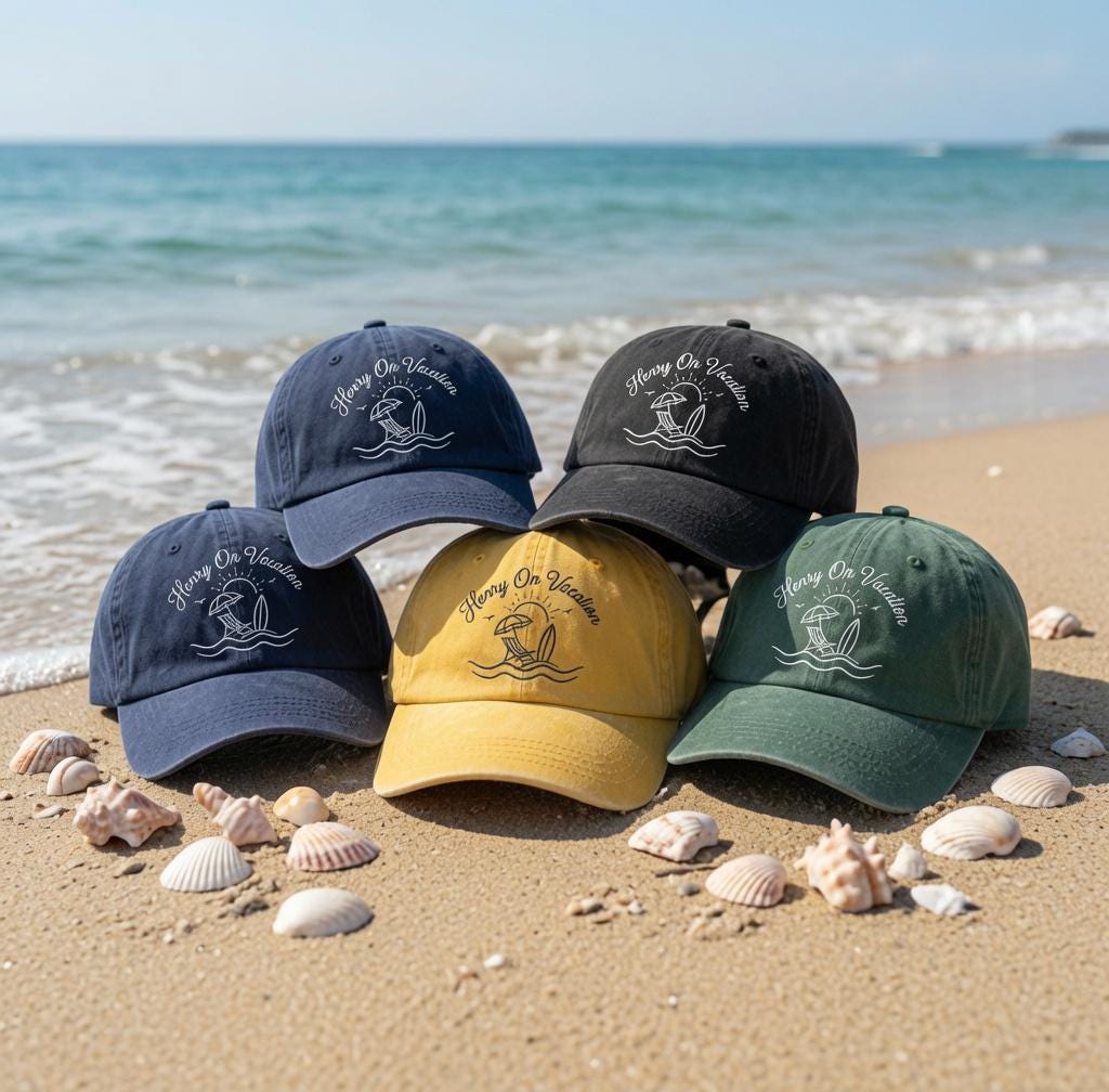 Custom Honey On Vacation Hat, Embroidered Beach Baseball Cap, Matching Summer Family Hats, Girls Trip Gifts, Beach Vacation Favors, For Her