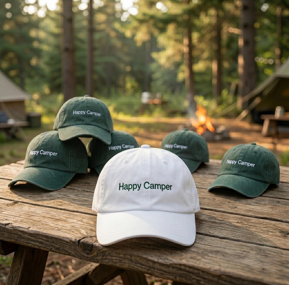 Custom Happy Camper Hat, Embroidered Camping Baseball Cap, Matching Family Camp Hats, Nature Lover Gift, Outdoor Adventure Gift, For Her