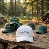 Custom Happy Camper Hat, Embroidered Camping Baseball Cap, Matching Family Camp Hats, Nature Lover Gift, Outdoor Adventure Gift, For Her