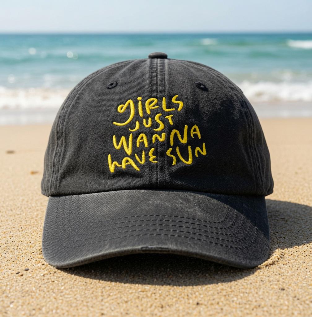 Custom Girls Just Wanna Have Sun Hat, Embroidered Beach Baseball Cap, Matching Summer Family Hats, Girls Trip Gifts, Beach Vacation Favors