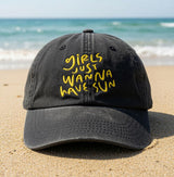 Custom Girls Just Wanna Have Sun Hat, Embroidered Beach Baseball Cap, Matching Summer Family Hats, Girls Trip Gifts, Beach Vacation Favors