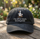 3rd Grade Teacher Goose Embroidered Hat, Scooter Bird Baseball Cap, Elementary Educator Gift