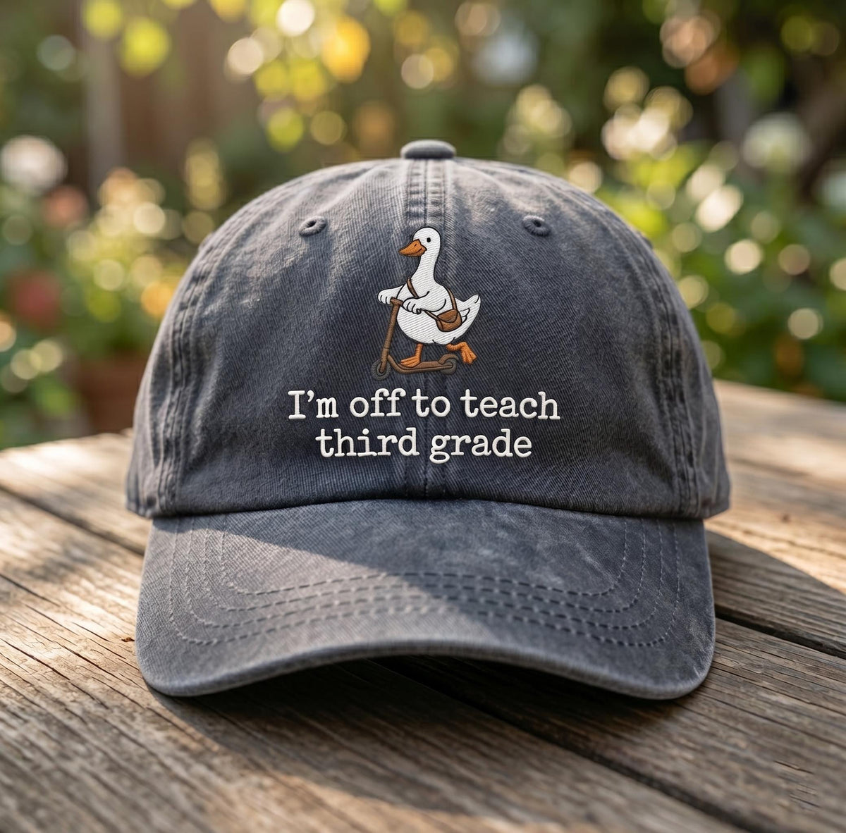 3rd Grade Teacher Goose Embroidered Hat, Scooter Bird Baseball Cap, Elementary Educator Gift