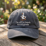 3rd Grade Teacher Goose Embroidered Hat, Scooter Bird Baseball Cap, Elementary Educator Gift