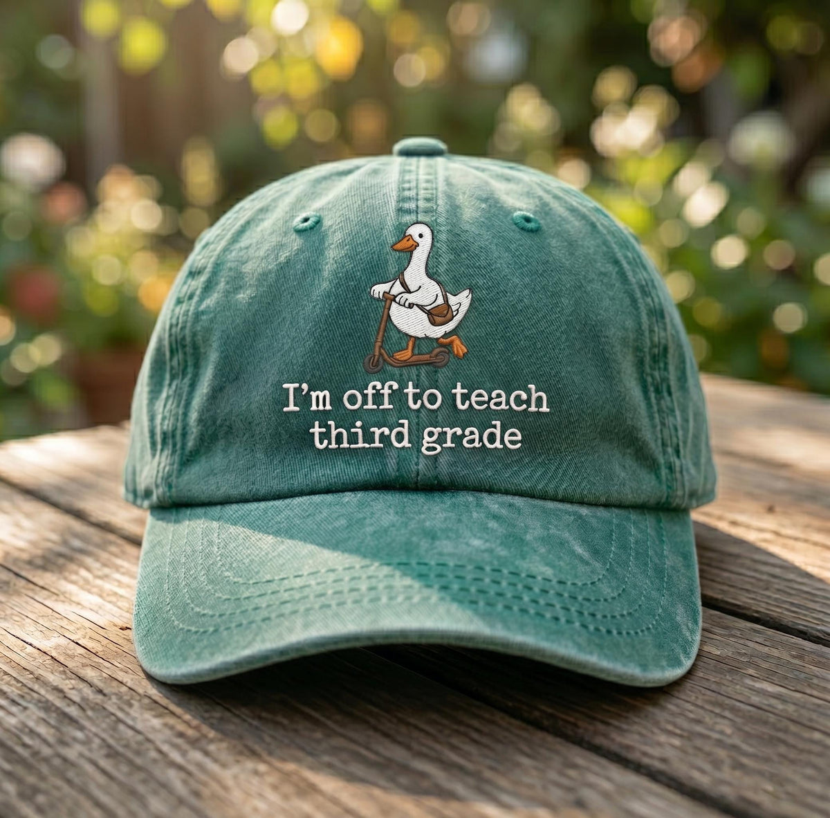 3rd Grade Teacher Goose Embroidered Hat, Scooter Bird Baseball Cap, Elementary Educator Gift