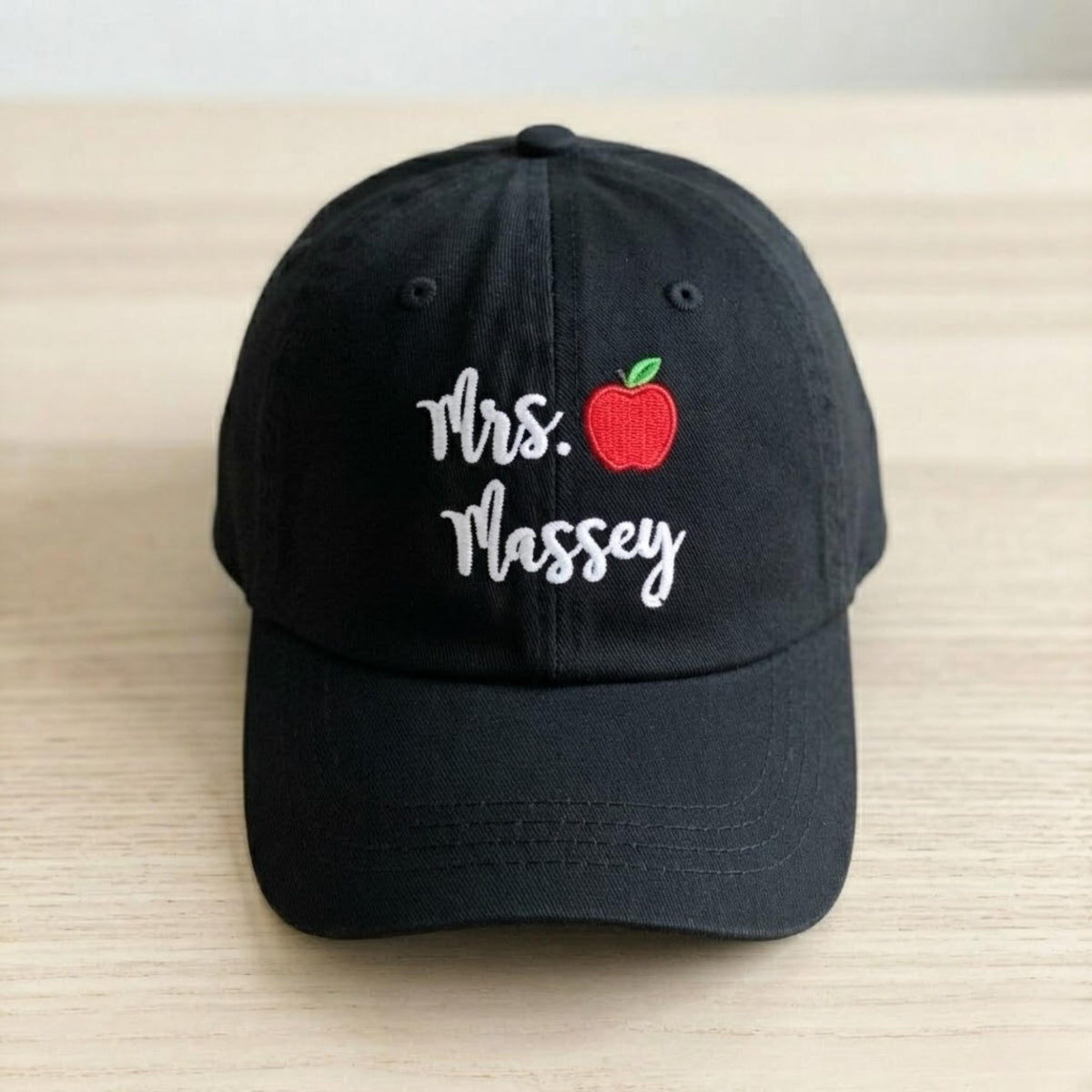 Personalized Apple Teacher Embroidered Hat, Custom Name Baseball Cap, Teacher Appreciation Gift