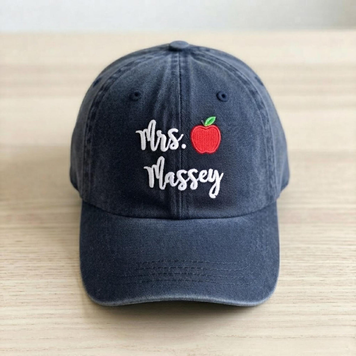 Personalized Apple Teacher Embroidered Hat, Custom Name Baseball Cap, Teacher Appreciation Gift