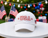 American Flag Embroidered Baseball Cap, Patriotic Hat with Side Flag Patch