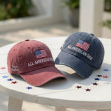 Custom All American Mom & Dad Embroidered Hat - Personalized 4th of July Flag Cotton Dad Cap
